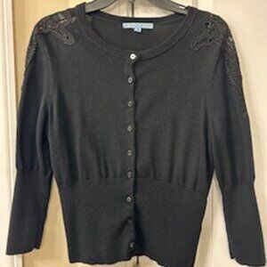 Women's Black 3/4 Length Decorative Sleeve Sweater Antonio Melani Black Medium